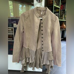 Free People women’s size 0 ruffle military style jacket